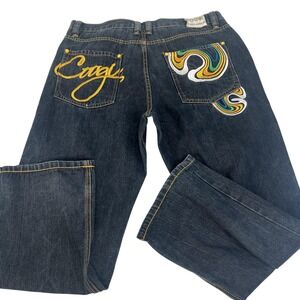 Vintage Coogi Jeans Mens 40x34 Blue Embroidered Baggy Hip Hop Y2K Streetwear